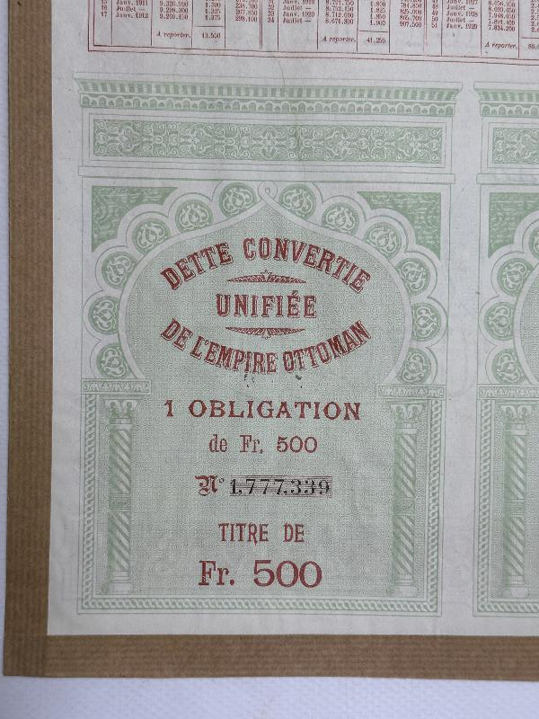 1906 TARİHLİ ÇOK NADİR OSMANLI DUYUNU UMUMİYE TAHVİLİ HİSSE SENEDİ