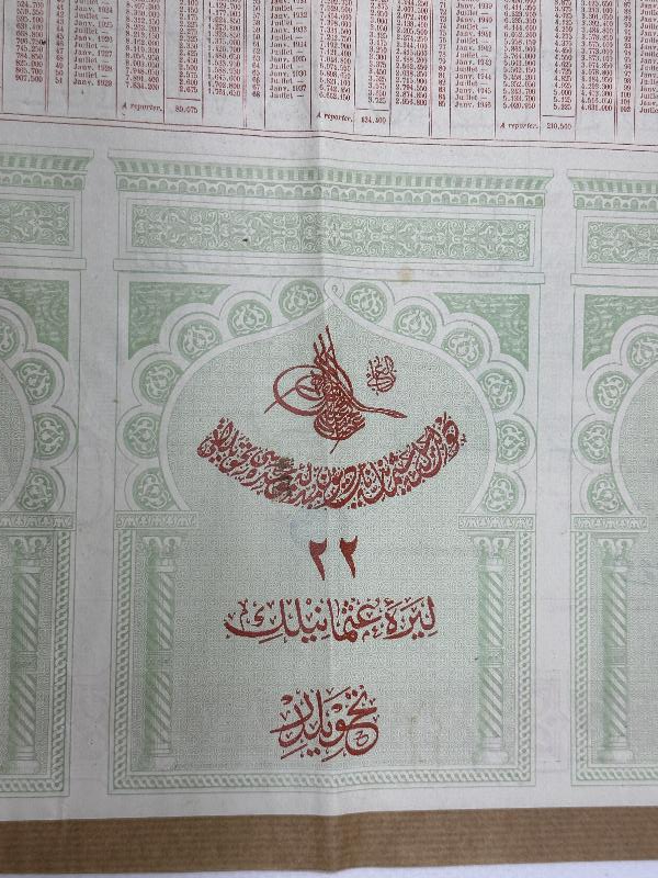 1906 TARİHLİ ÇOK NADİR OSMANLI DUYUNU UMUMİYE TAHVİLİ HİSSE SENEDİ