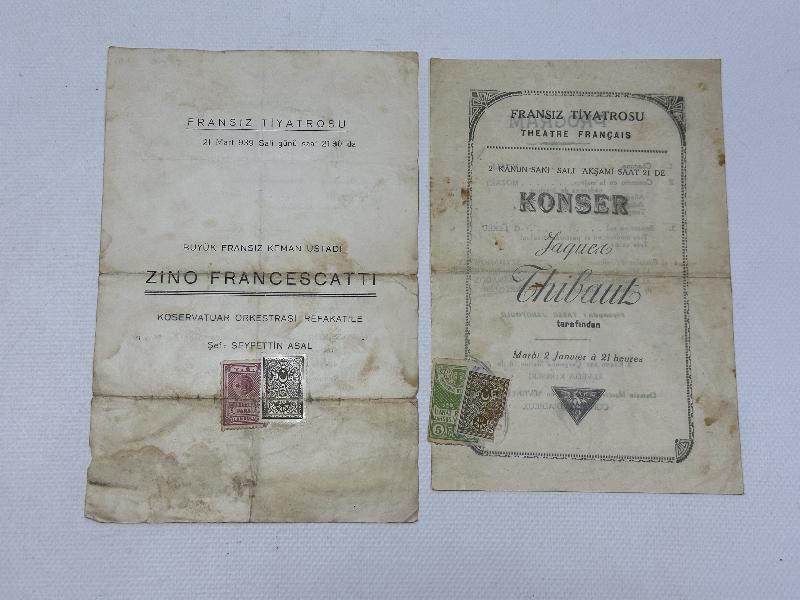 1939 TARİHLİ JACQUET THIBAUT VE ZINO FRANCESCATTI KONSER BİLETLERİ 