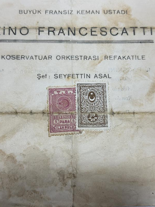 1939 TARİHLİ JACQUET THIBAUT VE ZINO FRANCESCATTI KONSER BİLETLERİ 