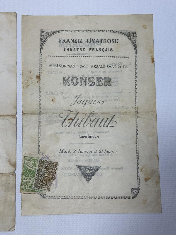 1939 TARİHLİ JACQUET THIBAUT VE ZINO FRANCESCATTI KONSER BİLETLERİ 