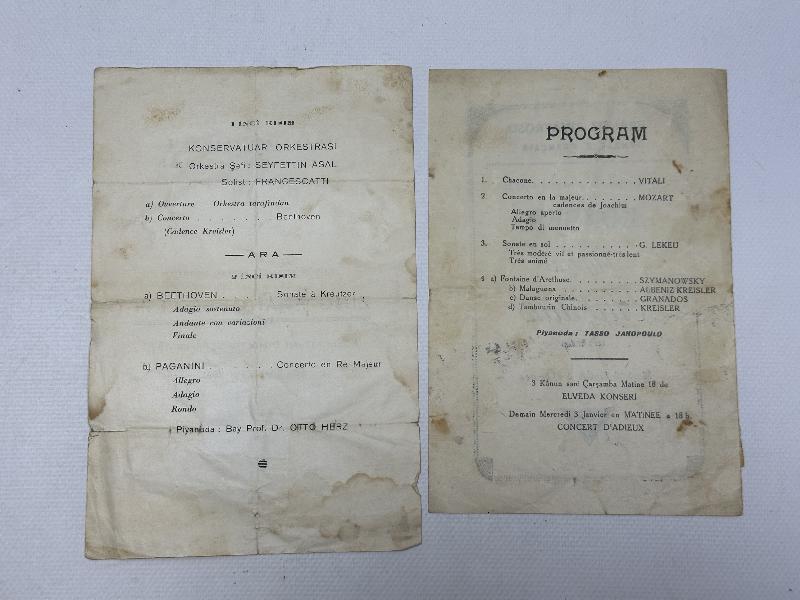 1939 TARİHLİ JACQUET THIBAUT VE ZINO FRANCESCATTI KONSER BİLETLERİ 