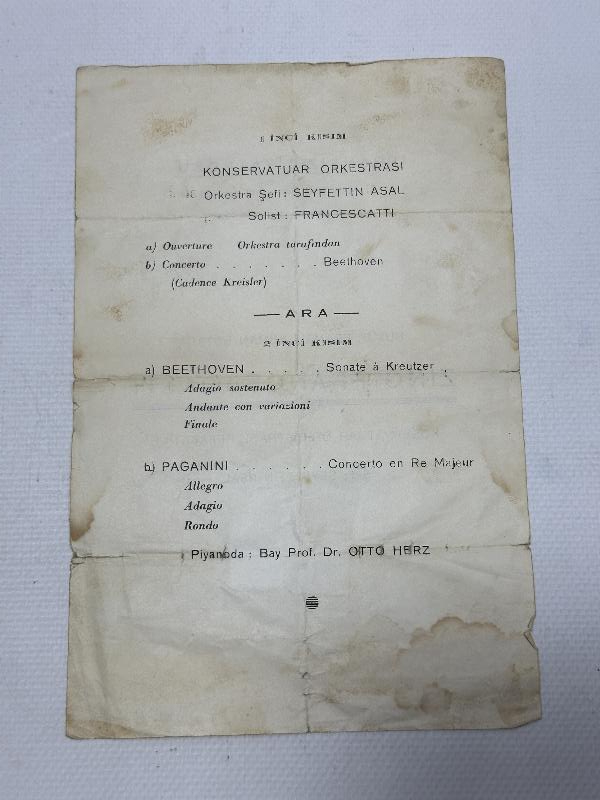 1939 TARİHLİ JACQUET THIBAUT VE ZINO FRANCESCATTI KONSER BİLETLERİ 