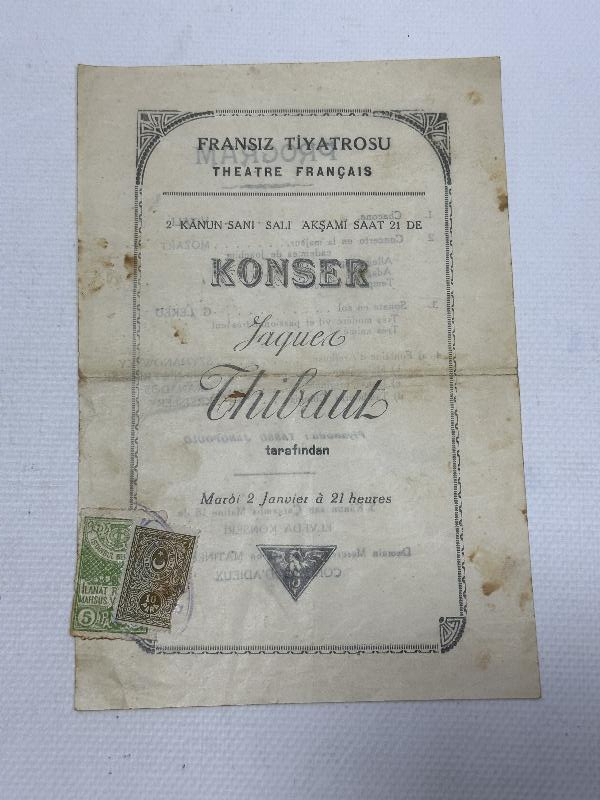 1939 TARİHLİ JACQUET THIBAUT VE ZINO FRANCESCATTI KONSER BİLETLERİ 