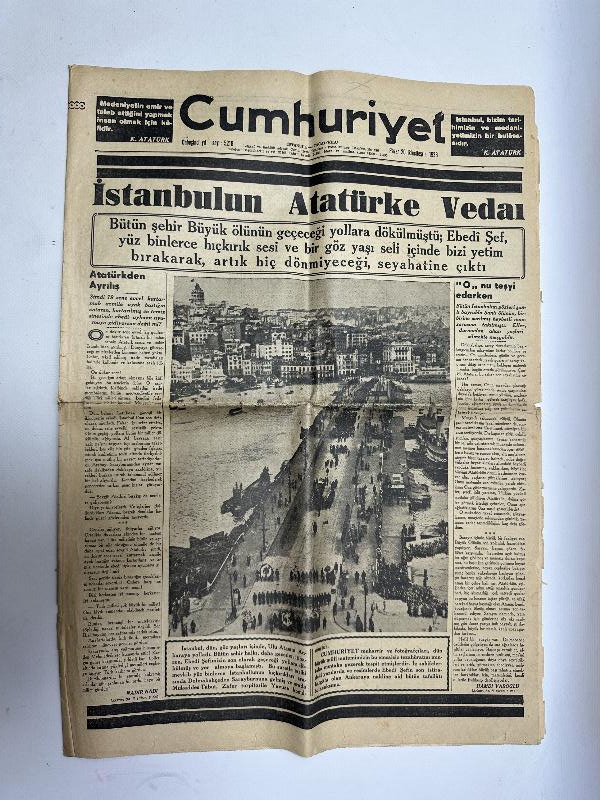 ATATÜRK'ÜN CENAZE MERASİMİ 20 KASIM 1938 TARİHLİ CUMHURİYET GAZETESİ