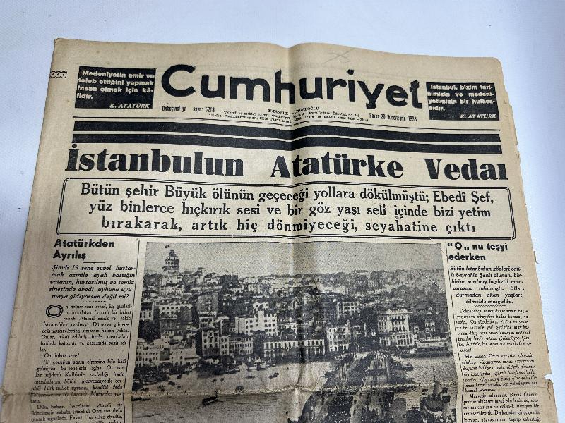 ATATÜRK'ÜN CENAZE MERASİMİ 20 KASIM 1938 TARİHLİ CUMHURİYET GAZETESİ