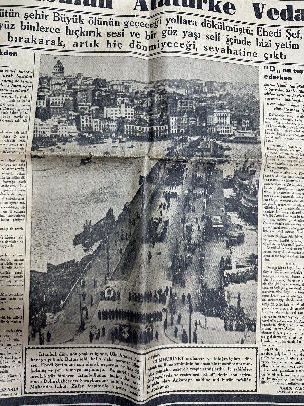 ATATÜRK'ÜN CENAZE MERASİMİ 20 KASIM 1938 TARİHLİ CUMHURİYET GAZETESİ
