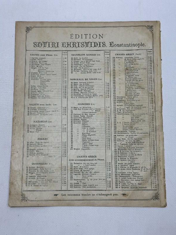 CONSTANTINOPLE C. GALOS LE CHANT DU BERGER PİYANO NOTA DERGİSİ