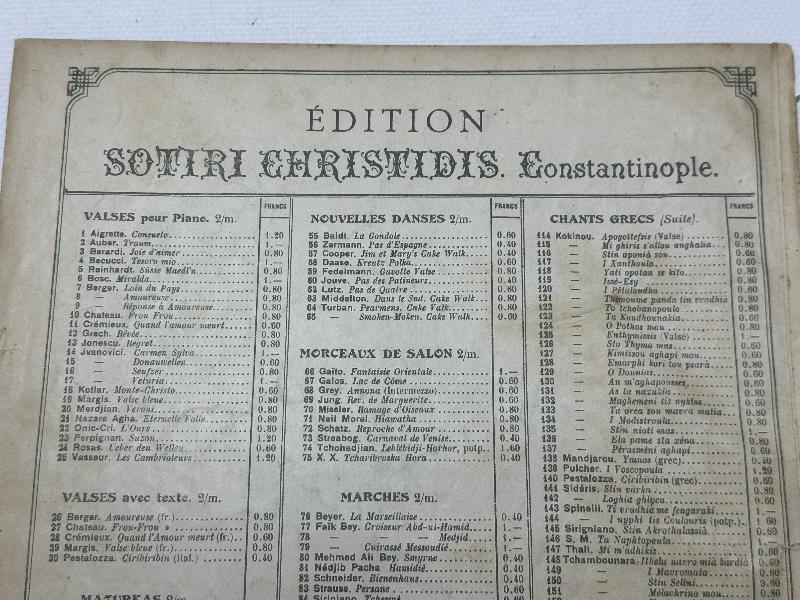 CONSTANTINOPLE C. GALOS LE CHANT DU BERGER PİYANO NOTA DERGİSİ