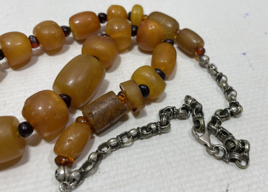 AŞIK ZİNCİRİYLE ERKEN DÖNEM OSMANLI DAMLA KEHRİBAR GERDANLIK