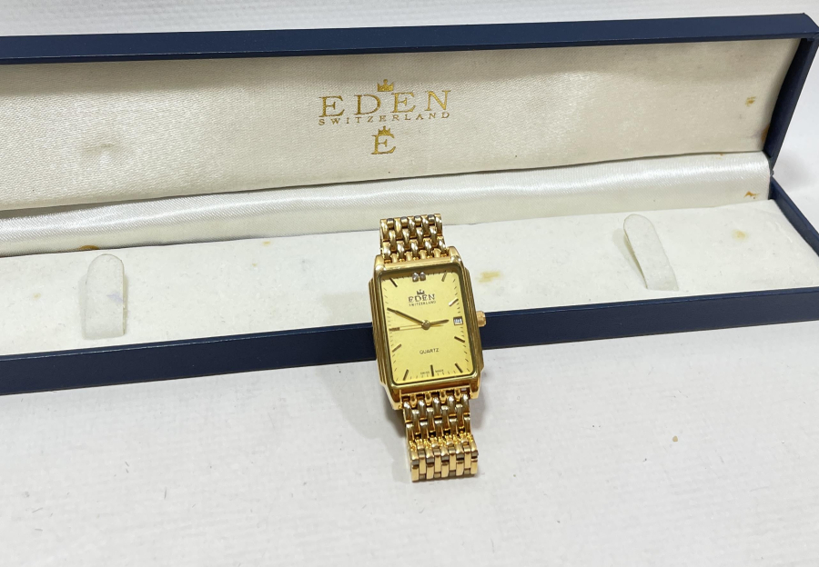 ORJİNAL KUTUSUNDA ALTIN KAPLAMA ÇİL KONDİSYONDA EDEN MARKA KOL SAATİ