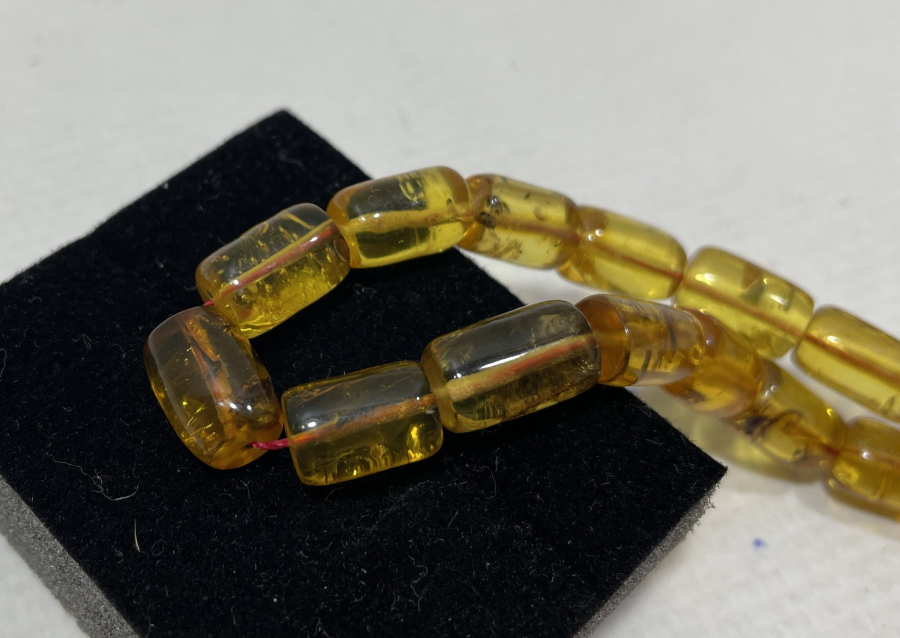 ÖZEL YAPIM İÇİ FOSİLLİ DAMLA KEHRİBAR TESPİH