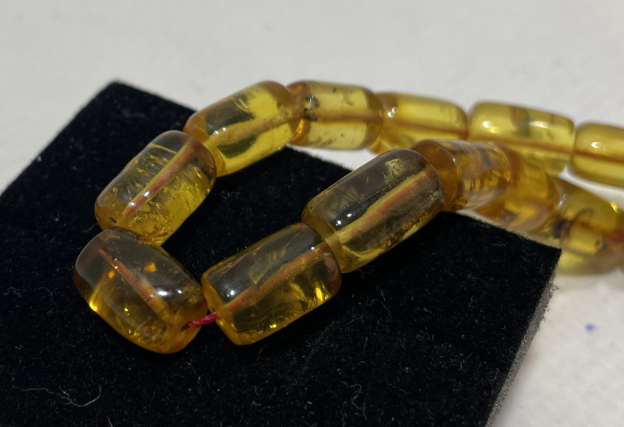 ÖZEL YAPIM İÇİ FOSİLLİ DAMLA KEHRİBAR TESPİH