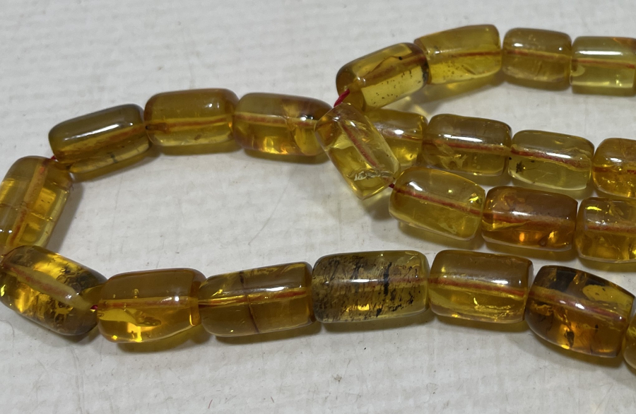 ÖZEL YAPIM İÇİ FOSİLLİ DAMLA KEHRİBAR TESPİH