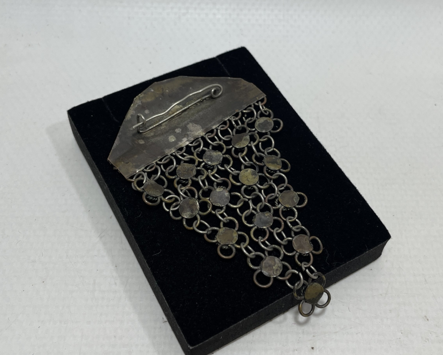 TURKUAZ TAŞLI EL YAPIMI ANTİKA BROŞ