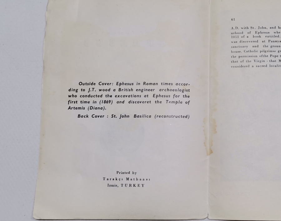 1966 TARİHLİ ÇOK NADİR EFES ANTİK KENT HARİTASI - REHBERİ