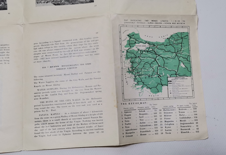 1966 TARİHLİ ÇOK NADİR EFES ANTİK KENT HARİTASI - REHBERİ