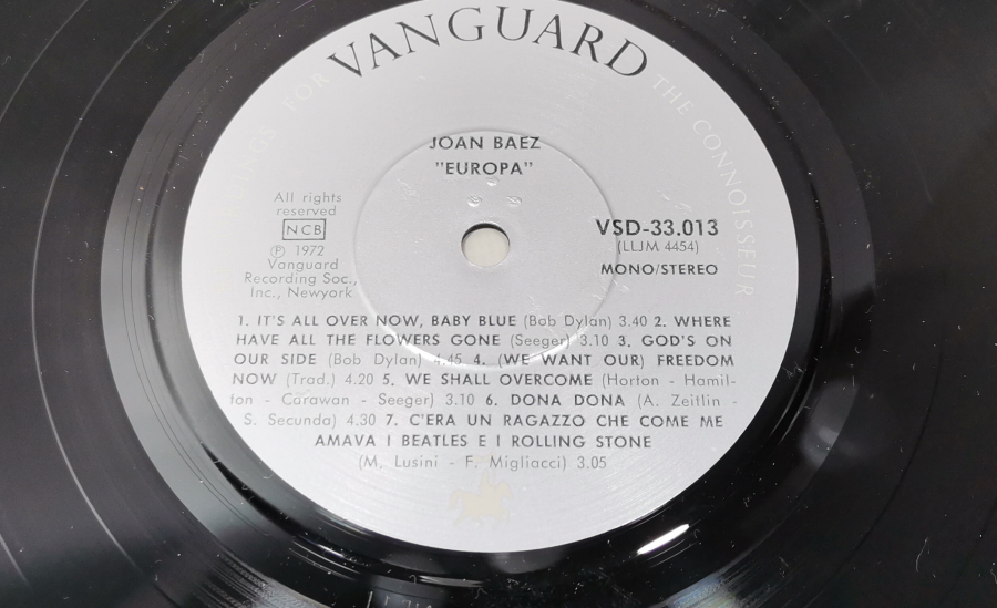 1980 YILI JOAN BAEZ İN AVRUPA TURNESİ LP - DONA DONA ŞARKISI DA MEVCUT