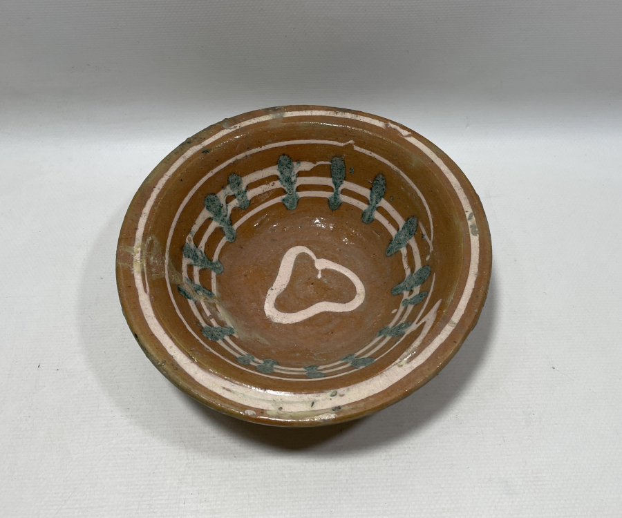 OSMANLI DÖNEMİ SÜLÜKLÜ MODEL SIRLI KINIK TOPRAK YOĞURT KASESİ