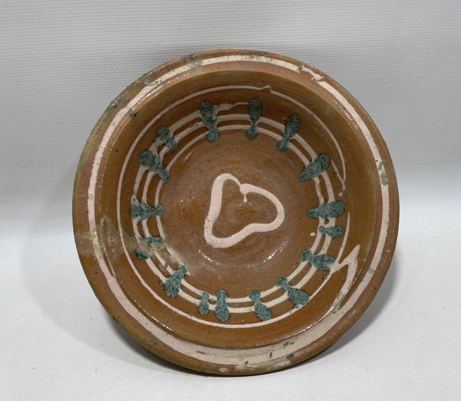 OSMANLI DÖNEMİ SÜLÜKLÜ MODEL SIRLI KINIK TOPRAK YOĞURT KASESİ