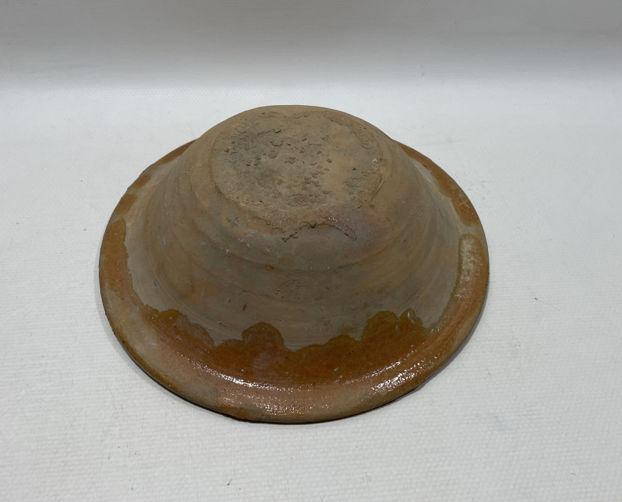 OSMANLI DÖNEMİ SÜLÜKLÜ MODEL SIRLI KINIK TOPRAK YOĞURT KASESİ