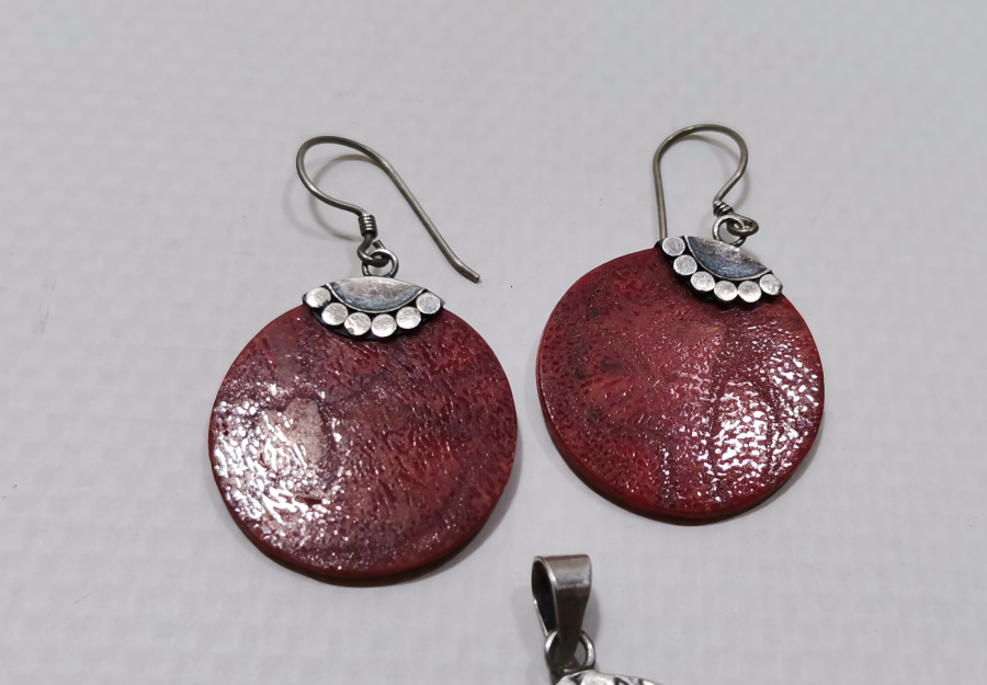 ÖZEL YAPIM MERCAN TAŞLI KOLYE KÜPE TAKIMI