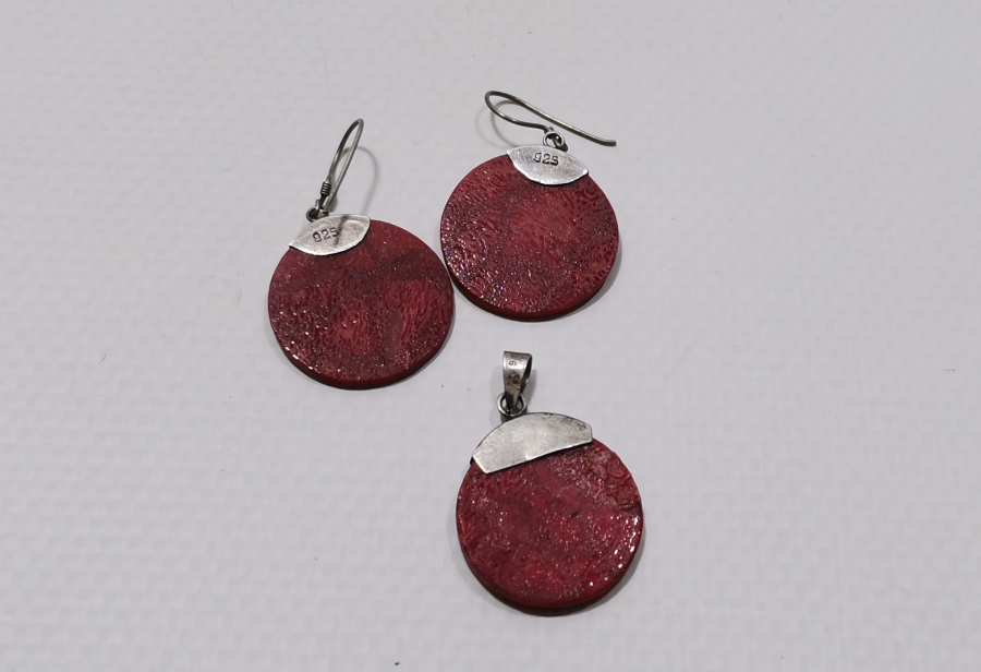 ÖZEL YAPIM MERCAN TAŞLI KOLYE KÜPE TAKIMI