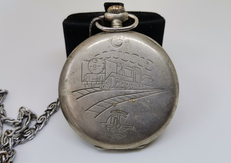 TCDD İÇİN ÖZEL YAPILMIŞ KURMALI ANTİKA CORTEBERT CEP SAATİ