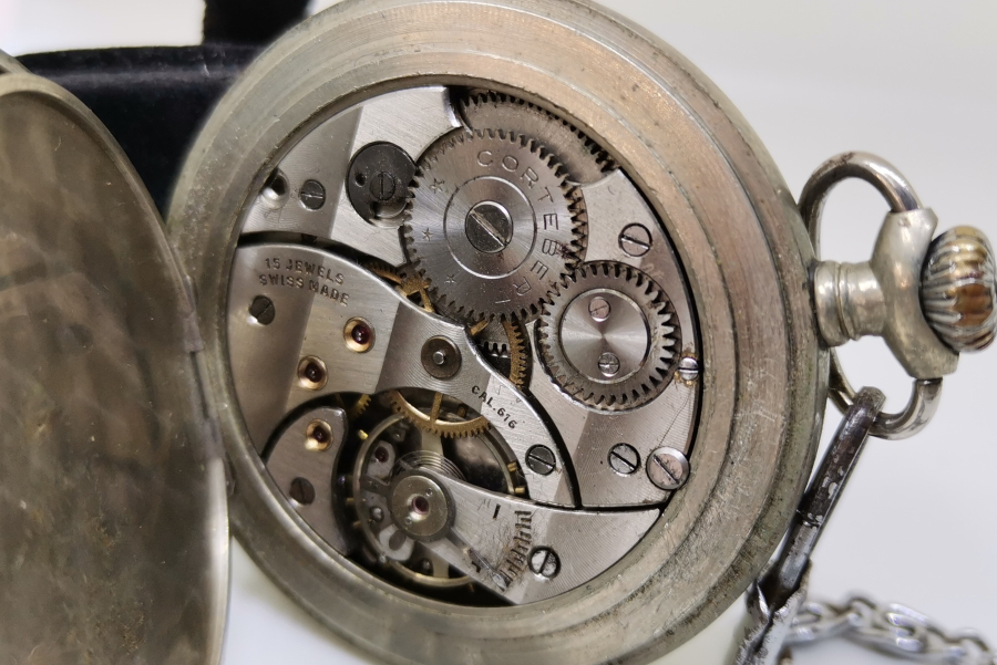 TCDD İÇİN ÖZEL YAPILMIŞ KURMALI ANTİKA CORTEBERT CEP SAATİ