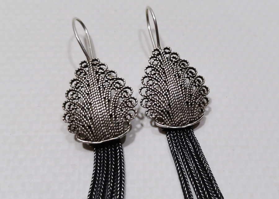 TELKARİ İŞÇİLİKLİ ÖZEL YAPIM GÜMÜŞ KÜPE