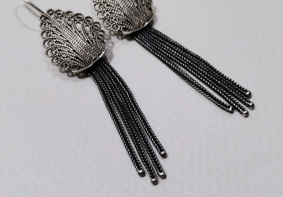 TELKARİ İŞÇİLİKLİ ÖZEL YAPIM GÜMÜŞ KÜPE