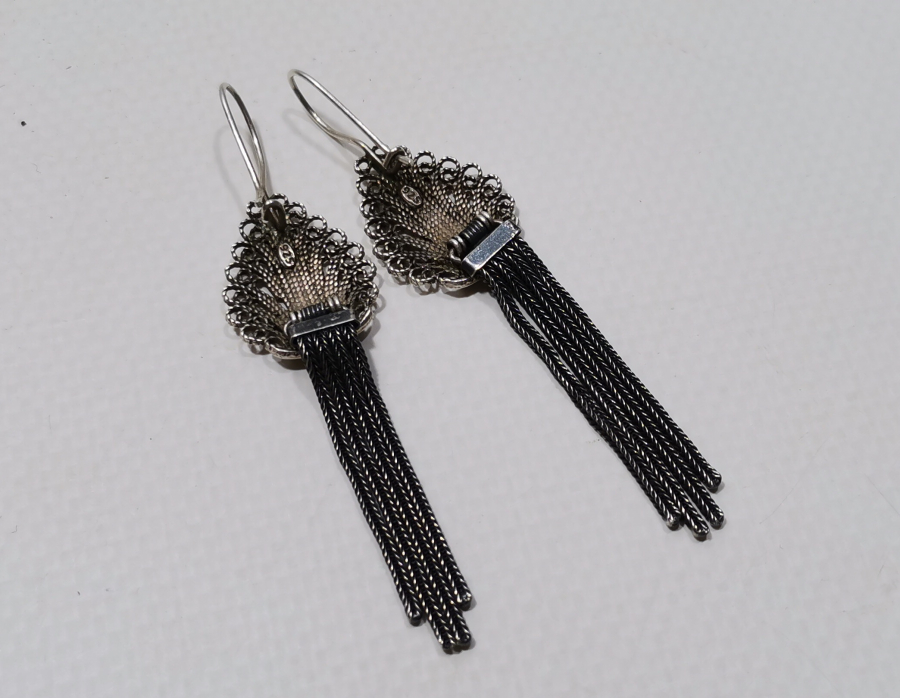 TELKARİ İŞÇİLİKLİ ÖZEL YAPIM GÜMÜŞ KÜPE