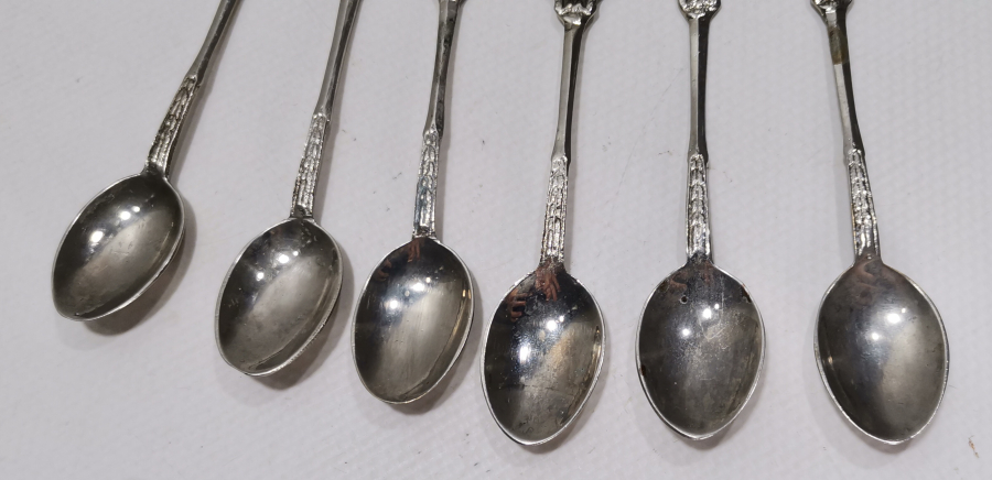 ÜZERİNDE OSMANLICA MAŞALLAH YAZILI SAPLARI MİNE İŞÇİLİKLİ OSMANLI DÖNEMİ ÇAY KAŞIĞI TAKIMI