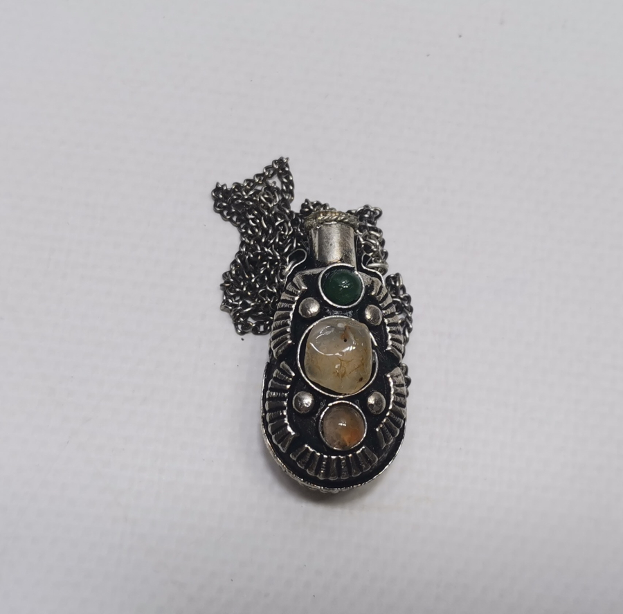 AKİK TAŞLI ANTİKA GÜMÜŞ KAPLAMA KOKULUK