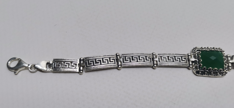 AKİK TAŞLI VE TELKARİ İŞÇİLİKLİ BEYPAZARI YAPIMI GÜMÜŞ BİLEKLİK