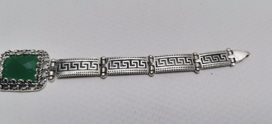 AKİK TAŞLI VE TELKARİ İŞÇİLİKLİ BEYPAZARI YAPIMI GÜMÜŞ BİLEKLİK