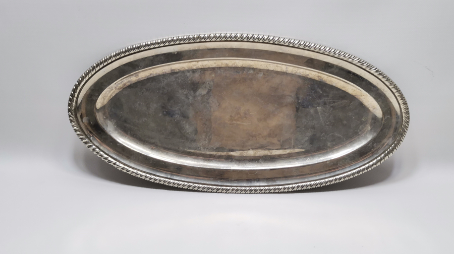 GÜMÜŞ KAPLAMA BÜYÜK BOY ANTİKA SUNUM TABAĞI