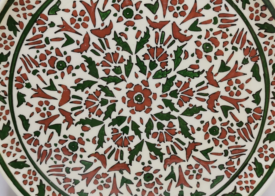 KARANFİL DESENLİ KÜTAHYA İŞİ EL BOYAMA DUVAR TABAĞI