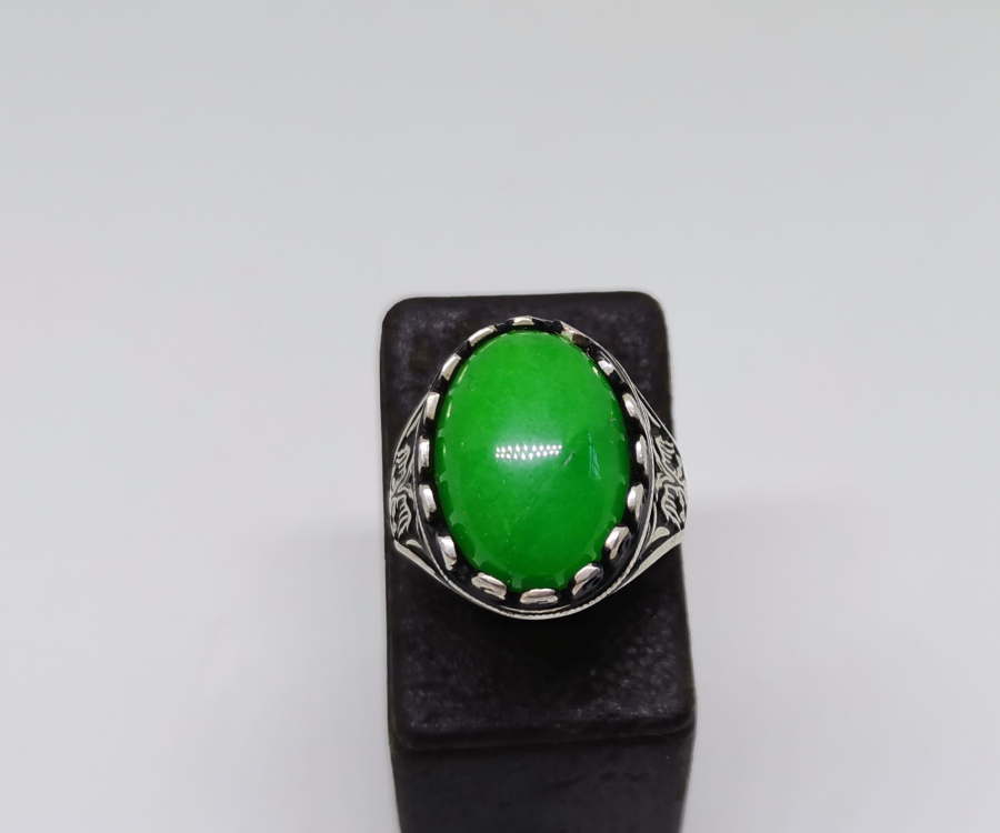 KEHRİBAR TAŞLI ÖZEL YAPIM GÜMÜŞ YÜZÜK