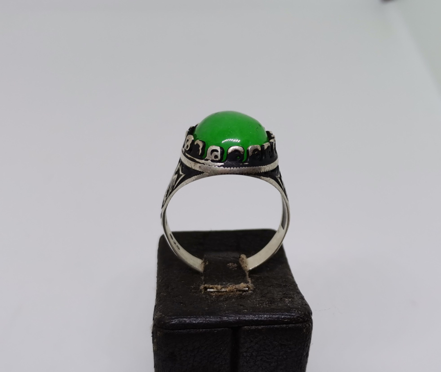 KEHRİBAR TAŞLI ÖZEL YAPIM GÜMÜŞ YÜZÜK