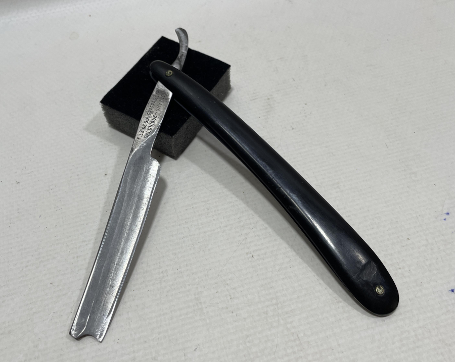 SAPINDA SMYRNE- SELANİK YAZILI OSMANLI DÖNEMİ ÇOK NADİR BAKALİT SAPLI BERBER USTURASI