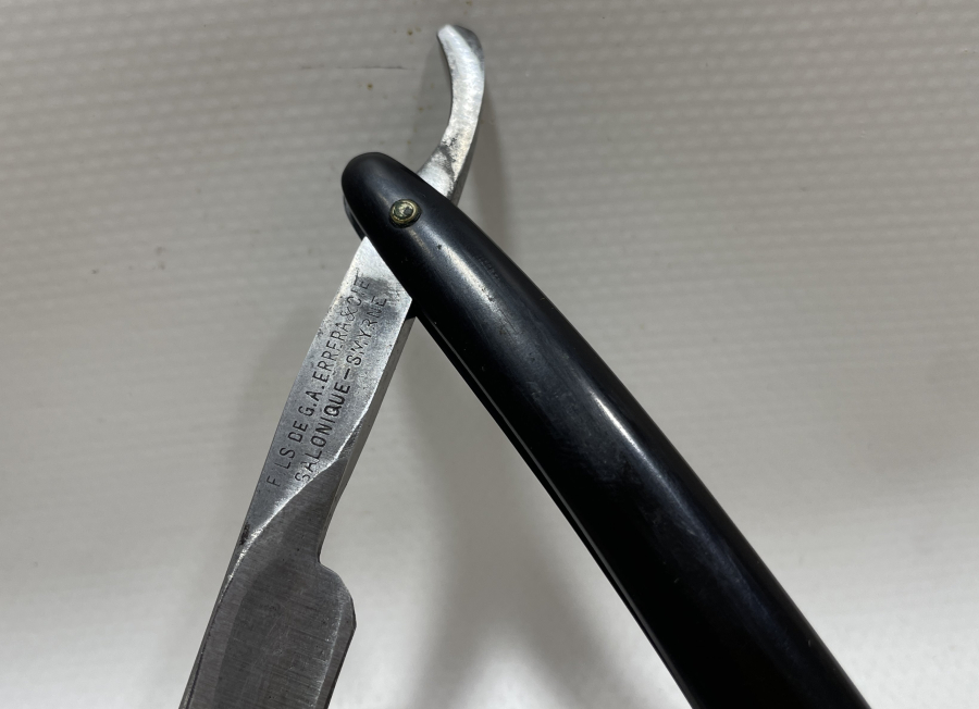 SAPINDA SMYRNE- SELANİK YAZILI OSMANLI DÖNEMİ ÇOK NADİR BAKALİT SAPLI BERBER USTURASI