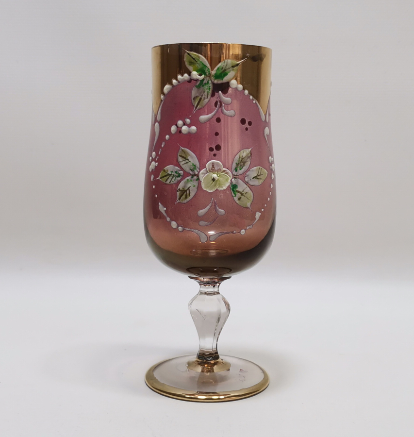 ÜZERİ ALTIN VARAKLI VE MİNE İŞÇİLİKLİ FRANSIZ KADEH