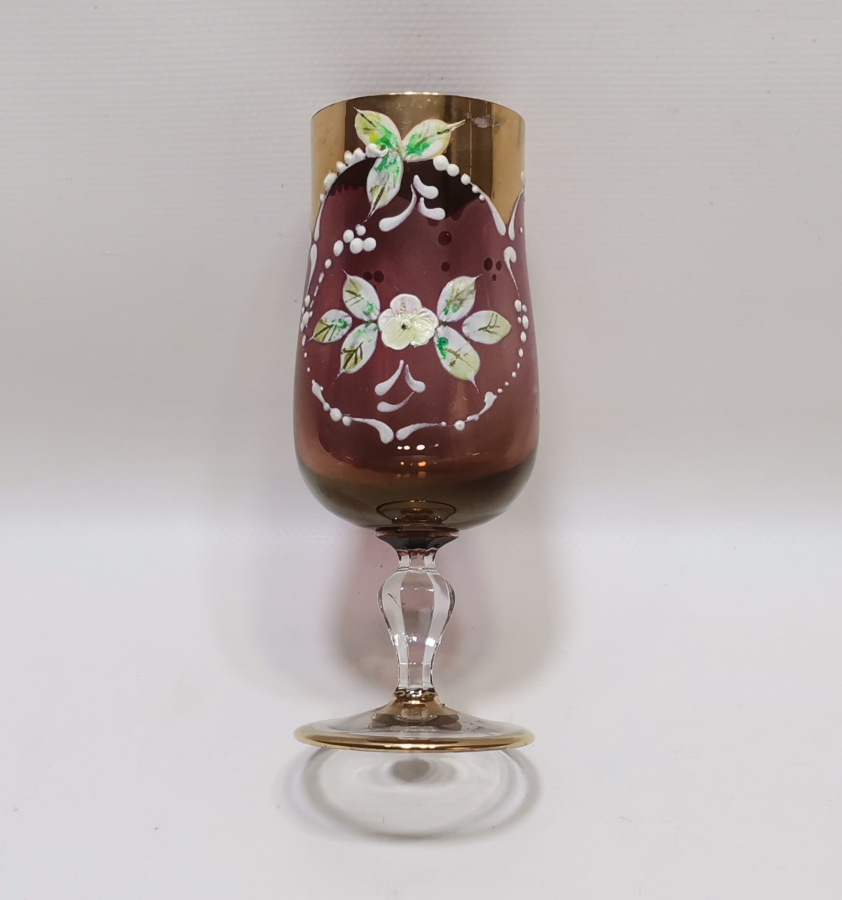 ÜZERİ ALTIN VARAKLI VE MİNE İŞÇİLİKLİ FRANSIZ KADEH