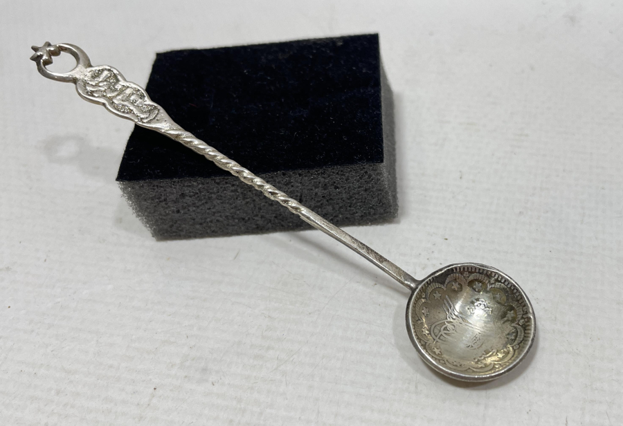 ÜZERİ OSMANLICA YAZILI ABDÜLHAMİD HAN DÖNEMİ GÜMÜŞ KAŞIK