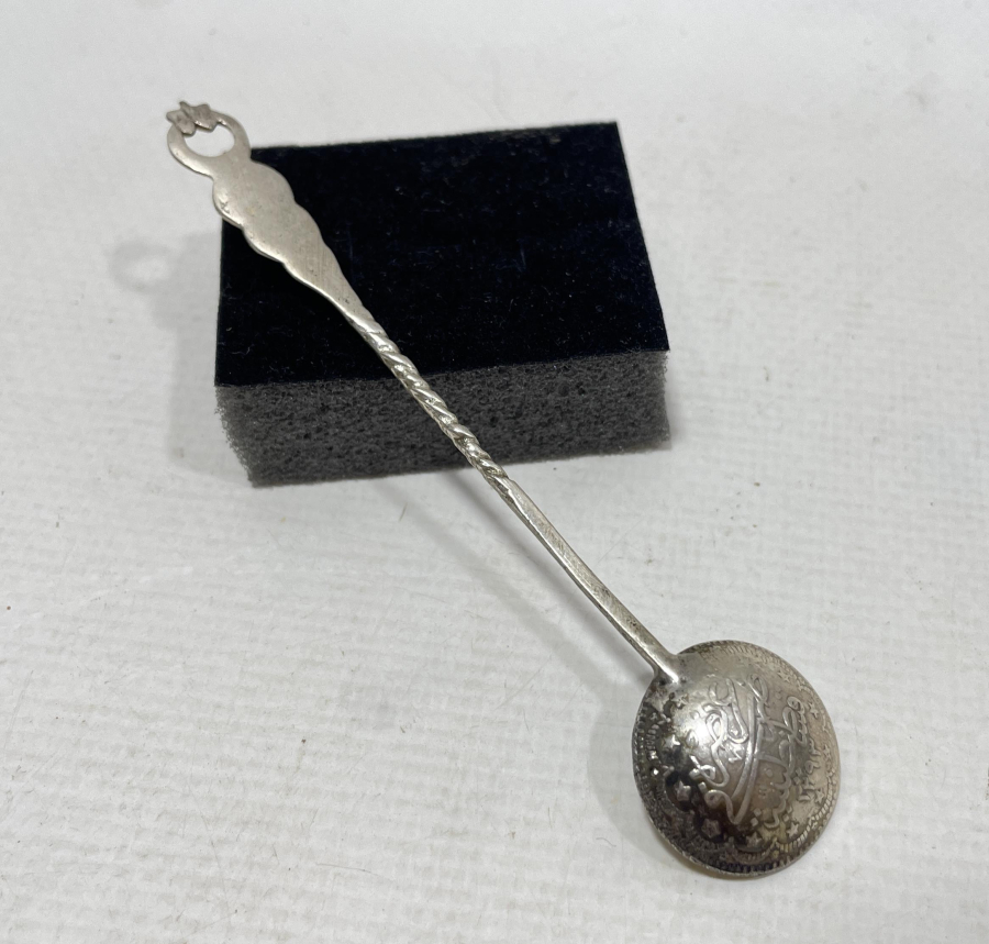 ÜZERİ OSMANLICA YAZILI ABDÜLHAMİD HAN DÖNEMİ GÜMÜŞ KAŞIK