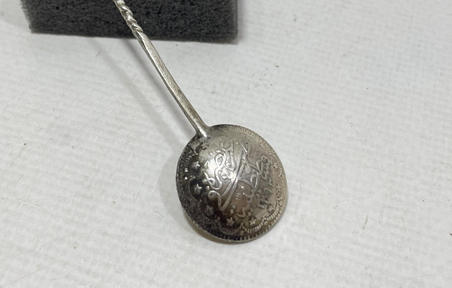 ÜZERİ OSMANLICA YAZILI ABDÜLHAMİD HAN DÖNEMİ GÜMÜŞ KAŞIK