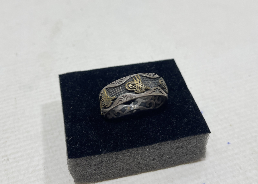 ÜZERİ OSMANLI TUĞRALI ÖZEL YAPIM GÜMÜŞ ALYANS