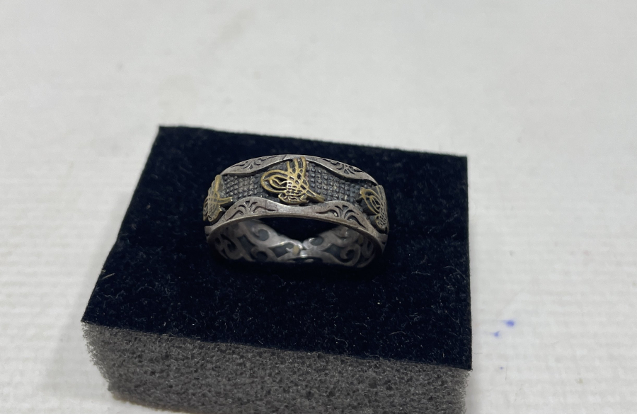 ÜZERİ OSMANLI TUĞRALI ÖZEL YAPIM GÜMÜŞ ALYANS