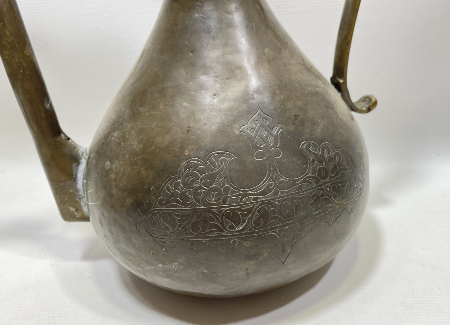 İKİ TARAFI KALEM İŞÇİLİKLİ OSMANLI DÖNEMİ BAKIR İBRİK